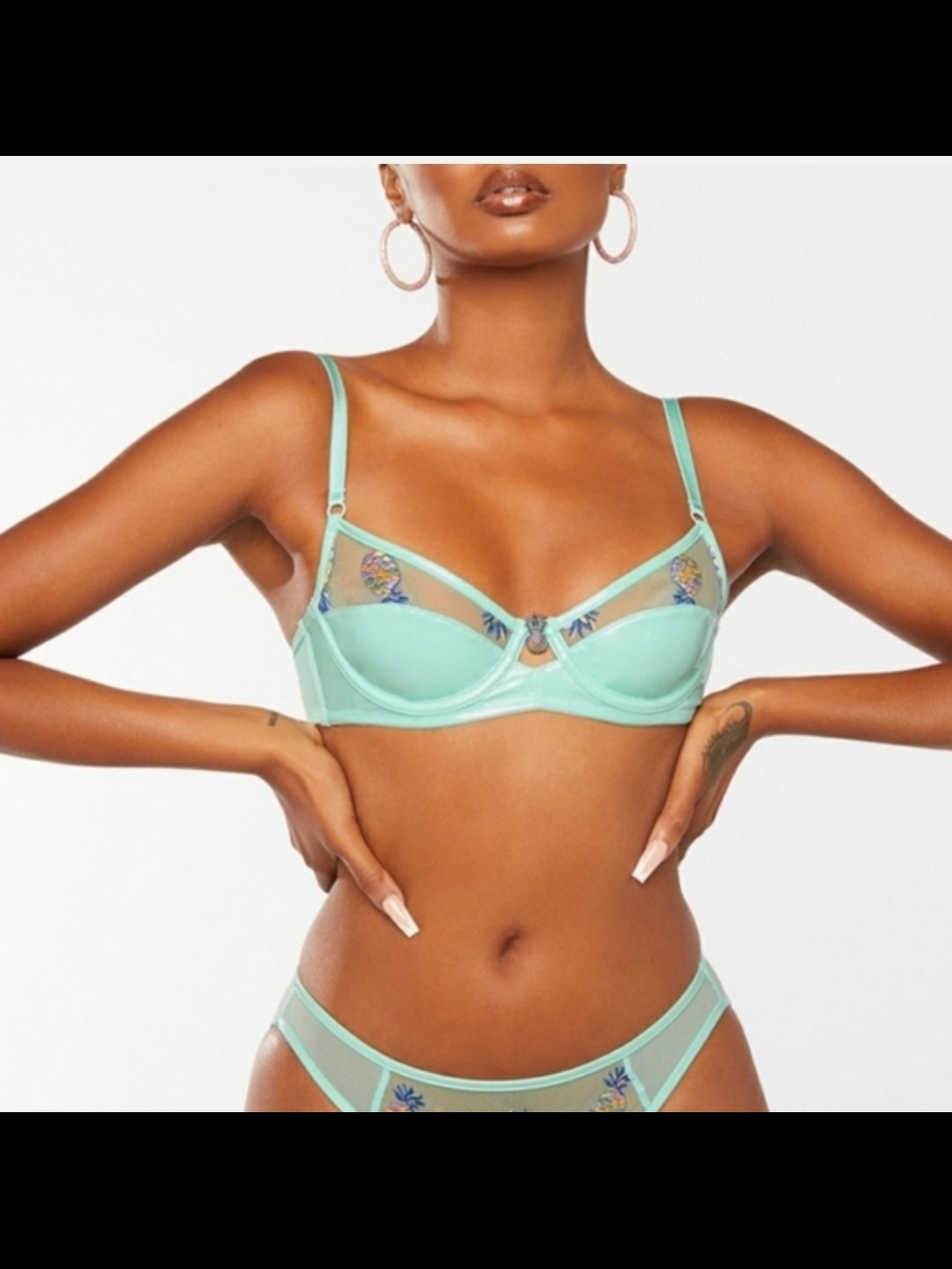 Savage Fenty Sheer Embroidered Underwire Bra in Mint Us 34 DD 0035